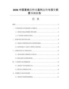 2026中國重疾險行業(yè)盈利態(tài)勢與投資前景預(yù)測報告