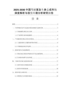 2025-2030中國駕駛室及車身總成市場深度解析與投資環(huán)境分析研究報告