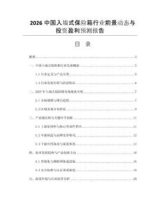 2026中國入墻式保險(xiǎn)箱行業(yè)前景動(dòng)態(tài)與投資盈利預(yù)測報(bào)告