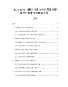 2025-2030中國農村家電行業(yè)深度調研及投資前景預測研究報告