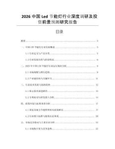 2026中國Led節(jié)能燈行業(yè)深度調研及投資前景預測研究報告