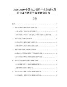 2025-2030中國熱力供給產(chǎn)業(yè)創(chuàng)新應用趨勢及發(fā)展趨勢分析研究報告