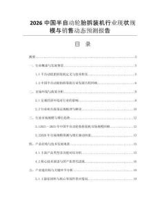 2026中國(guó)半自動(dòng)輪胎拆裝機(jī)行業(yè)現(xiàn)狀規(guī)模與銷(xiāo)售動(dòng)態(tài)預(yù)測(cè)報(bào)告