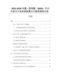 2025-2030中國一異丙胺（MIPA）行業(yè)現(xiàn)狀調查及未來前景趨勢研究研究報告