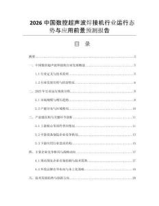 2026中國(guó)數(shù)控超聲波焊接機(jī)行業(yè)運(yùn)行態(tài)勢(shì)與應(yīng)用前景預(yù)測(cè)報(bào)告