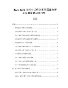 2025-2030視頻電話行業(yè)市場深度分析及發(fā)展策略研究報告