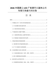2026中國路邊LED廣告屏行業(yè)盈利態(tài)勢與投資效益預(yù)測報告