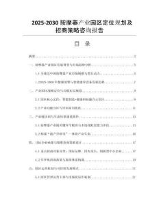 2025-2030按摩器產(chǎn)業(yè)園區(qū)定位規(guī)劃及招商策略咨詢報(bào)告