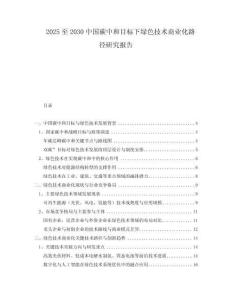 2025至2030中國碳中和目標下綠色技術(shù)商業(yè)化路徑研究報告