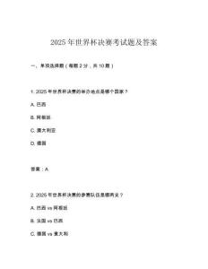 2025年世界杯決賽考試題及答案