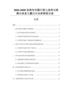 2025-2030全球與中國(guó)鋅空電池市場(chǎng)供需現(xiàn)狀及發(fā)展趨勢(shì)分析研究報(bào)告