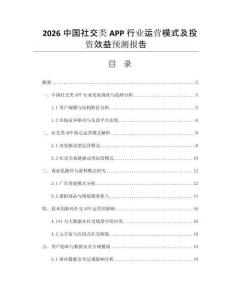 2026中国社交类APP行业运营模式及投资效益预测报告