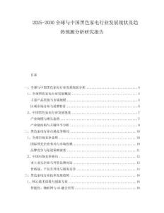 2025-2030全球與中國黑色家電行業(yè)發(fā)展現(xiàn)狀及趨勢預(yù)測分析研究報(bào)告