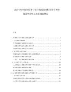 2025-2030咨詢服務(wù)行業(yè)市場發(fā)展分析企業(yè)管理咨詢競爭策略及投資效益報(bào)告
