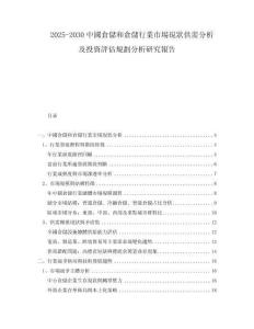 2025-2030中國倉儲和倉儲行業(yè)市場現狀供需分析及投資評估規(guī)劃分析研究報告