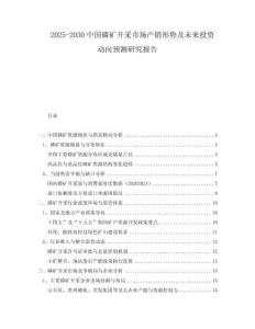2025-2030中國(guó)磷礦開采市場(chǎng)產(chǎn)銷形勢(shì)及未來投資動(dòng)向預(yù)測(cè)研究報(bào)告