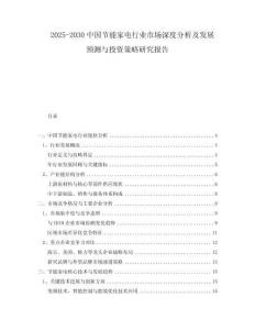 2025-2030中國節(jié)能家電行業(yè)市場深度分析及發(fā)展預測與投資策略研究報告