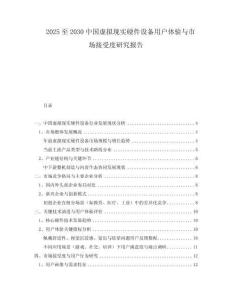 2025至2030中國虛擬現(xiàn)實硬件設(shè)備用戶體驗與市場接受度研究報告