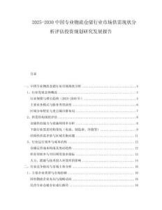 2025-2030中國專業(yè)物流倉儲行業(yè)市場供需現(xiàn)狀分析評估投資規(guī)劃研究發(fā)展報告