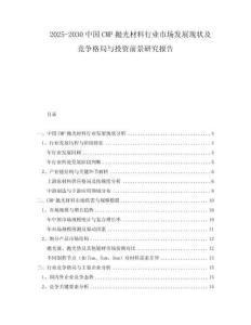 2025-2030中國CMP拋光材料行業(yè)市場發(fā)展現(xiàn)狀及競爭格局與投資前景研究報告