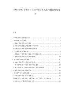 2025-2030中亞mining產(chǎn)業(yè)發(fā)展現(xiàn)狀與投資規(guī)劃分析