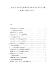 2025-2030中國供應(yīng)鏈管理行業(yè)運(yùn)營模式分析及未來前景展望研究報告