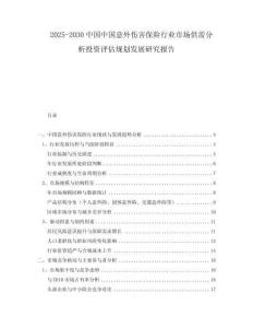 2025-2030中國中國意外傷害保險(xiǎn)行業(yè)市場(chǎng)供需分析投資評(píng)估規(guī)劃發(fā)展研究報(bào)告