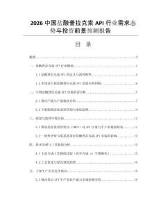 2026中國(guó)鹽酸普拉克索API行業(yè)需求態(tài)勢(shì)與投資前景預(yù)測(cè)報(bào)告