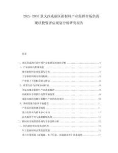 2025-2030重慶西咸新區(qū)新材料產(chǎn)業(yè)集群市場供需現(xiàn)狀投資評估規(guī)劃分析研究報告