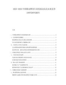 2025-2030中國移動警務行業(yè)發(fā)展動向及未來競爭力研究研究報告