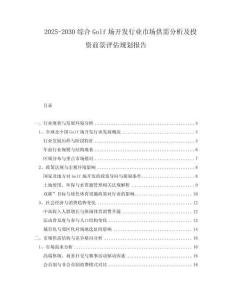 2025-2030綜合Golf場開發(fā)行業(yè)市場供需分析及投資前景評(píng)估規(guī)劃報(bào)告