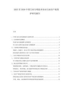 2025至2030中國(guó)門(mén)業(yè)專(zhuān)利技術(shù)布局與知識(shí)產(chǎn)權(quán)保護(hù)研究報(bào)告