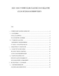 2025-2030中國稀有金屬合金冶煉行業(yè)市場運(yùn)營模式及未來發(fā)展動(dòng)向預(yù)測研究報(bào)告