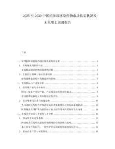2025至2030中國抗肺部感染藥物市場供需狀況及未來增長預(yù)測報告