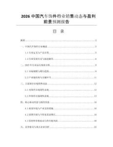 2026中國汽車飾件行業(yè)銷售動態(tài)與盈利前景預測報告