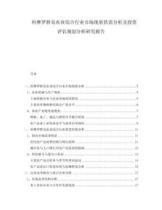 科摩羅群島農(nóng)業(yè)綜合行業(yè)市場(chǎng)現(xiàn)狀供需分析及投資評(píng)估規(guī)劃分析研究報(bào)告