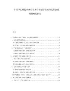 中國甲乙酮肟(MEKO)市場營銷創新策略與運行態勢剖析研究報告