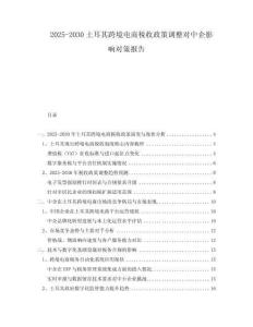 2025-2030土耳其跨境電商稅收政策調(diào)整對(duì)中企影響對(duì)策報(bào)告