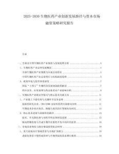 2025-2030生物醫(yī)藥產(chǎn)業(yè)創(chuàng)新發(fā)展路徑與資本市場(chǎng)融資策略研究報(bào)告