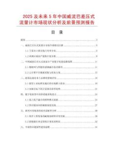 2025及未來5年中國威流巴差壓式流量計(jì)市場現(xiàn)狀分析及前景預(yù)測報(bào)告