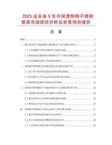 2025及未來5年中國透明柄不銹鋼餐具市場現(xiàn)狀分析及前景預(yù)測報告