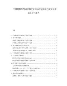 中國(guó)模擬信號(hào)調(diào)理器行業(yè)市場(chǎng)發(fā)展趨勢(shì)與前景展望戰(zhàn)略研究報(bào)告