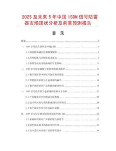 2025及未來(lái)5年中國(guó)ISDN信號(hào)防雷器市場(chǎng)現(xiàn)狀分析及前景預(yù)測(cè)報(bào)告