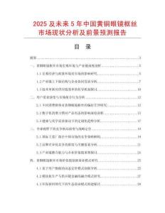 2025及未來5年中國黃銅眼鏡框絲市場現(xiàn)狀分析及前景預(yù)測報告