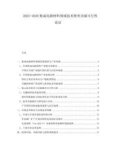 2025-2030集成電路材料領(lǐng)域技術(shù)壁壘突破可行性論證