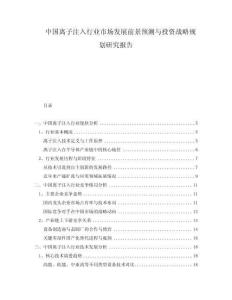 中國離子注入行業(yè)市場發(fā)展前景預(yù)測與投資戰(zhàn)略規(guī)劃研究報告