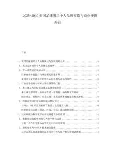 2025-2030美國足球明星個人品牌打造與商業(yè)變現(xiàn)路徑