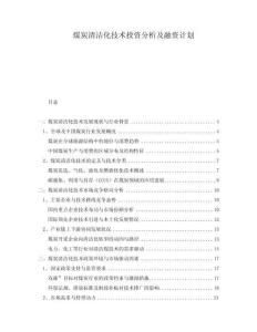 煤炭清潔化技術(shù)投資分析及融資計(jì)劃