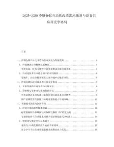 2025-2030冷鏈倉(cāng)儲(chǔ)自動(dòng)化改造需求激增與設(shè)備供應(yīng)商競(jìng)爭(zhēng)格局