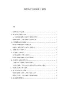 康復(fù)治療項(xiàng)目商業(yè)計(jì)劃書